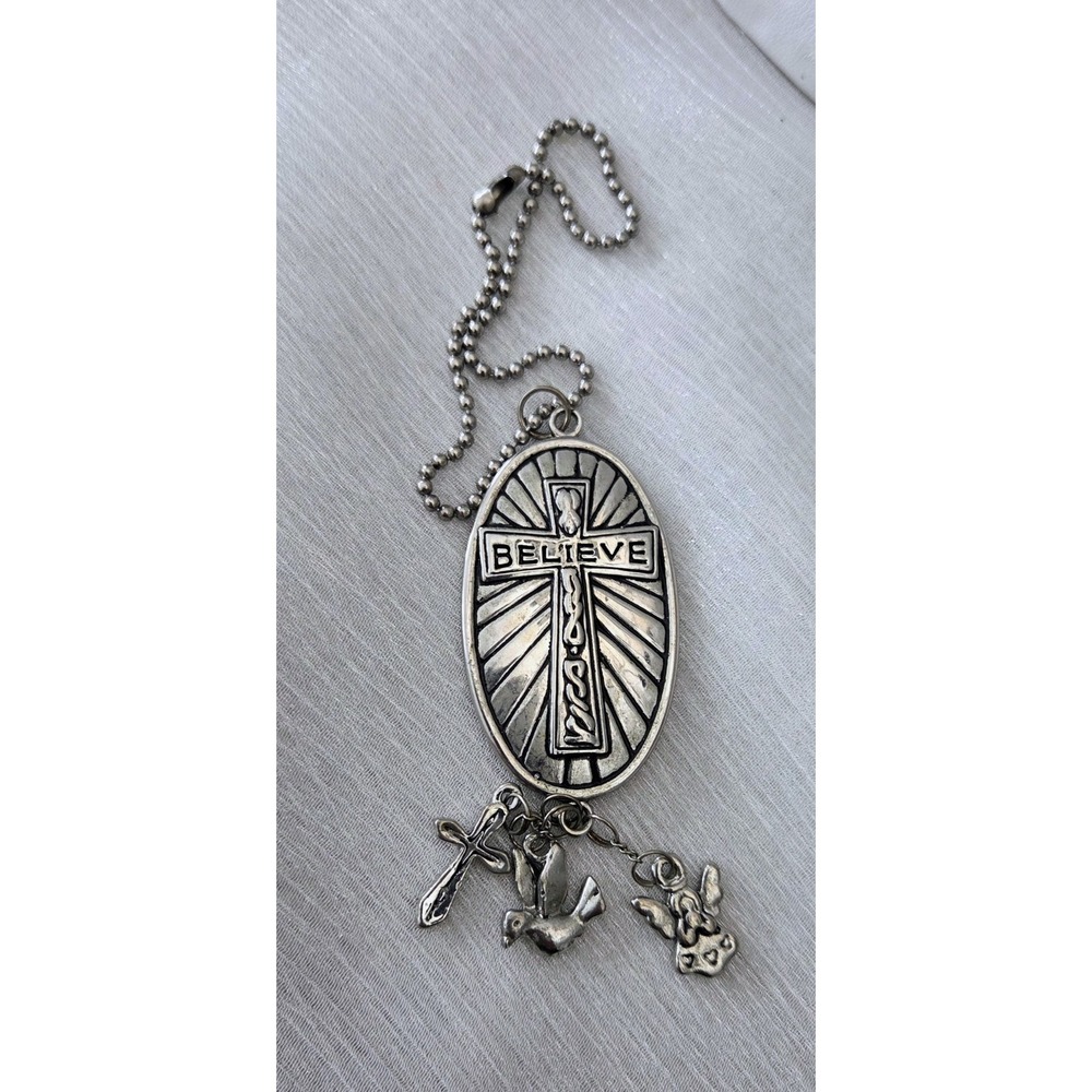 BELIEVE Cross Angel Dove Charmed Metal Keychain Charm Pendant Dangling Charms